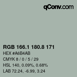 Color code: RGB 166.1 180.8 171 | qconv.com