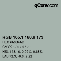 Color code: RGB 166.1 180.8 173 | qconv.com