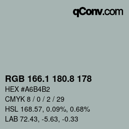 Farbcode: RGB 166.1 180.8 178 | qconv.com