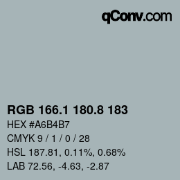 Color code: RGB 166.1 180.8 183 | qconv.com
