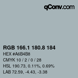 Color code: RGB 166.1 180.8 184 | qconv.com