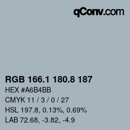 Color code: RGB 166.1 180.8 187 | qconv.com