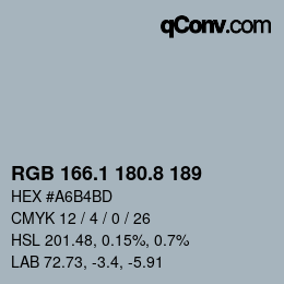 Color code: RGB 166.1 180.8 189 | qconv.com