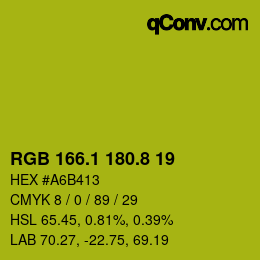 カラーコード: RGB 166.1 180.8 19 | qconv.com