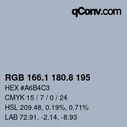 Farbcode: RGB 166.1 180.8 195 | qconv.com
