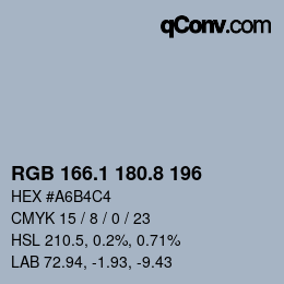 Color code: RGB 166.1 180.8 196 | qconv.com