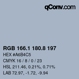 Color code: RGB 166.1 180.8 197 | qconv.com