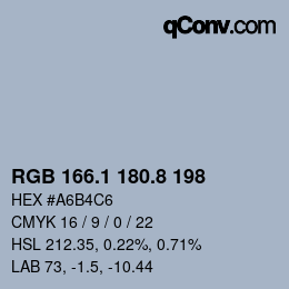 Color code: RGB 166.1 180.8 198 | qconv.com