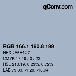 Color code: RGB 166.1 180.8 199 | qconv.com