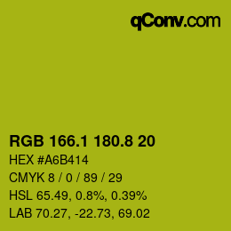 カラーコード: RGB 166.1 180.8 20 | qconv.com