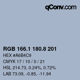 Color code: RGB 166.1 180.8 201 | qconv.com
