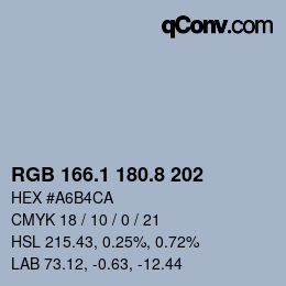 Color code: RGB 166.1 180.8 202 | qconv.com
