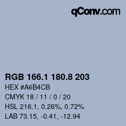 Color code: RGB 166.1 180.8 203 | qconv.com