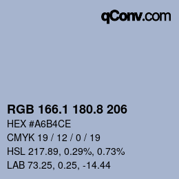 Código de color: RGB 166.1 180.8 206 | qconv.com