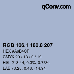 Farbcode: RGB 166.1 180.8 207 | qconv.com