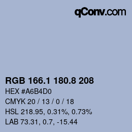 Color code: RGB 166.1 180.8 208 | qconv.com
