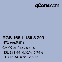 Color code: RGB 166.1 180.8 209 | qconv.com