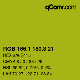 カラーコード: RGB 166.1 180.8 21 | qconv.com
