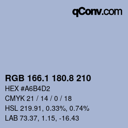 Color code: RGB 166.1 180.8 210 | qconv.com