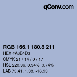 Color code: RGB 166.1 180.8 211 | qconv.com