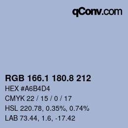 Color code: RGB 166.1 180.8 212 | qconv.com