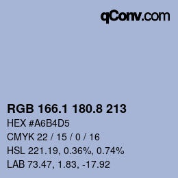 Color code: RGB 166.1 180.8 213 | qconv.com