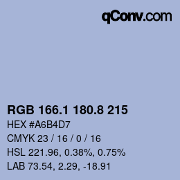 Color code: RGB 166.1 180.8 215 | qconv.com