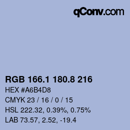 Color code: RGB 166.1 180.8 216 | qconv.com