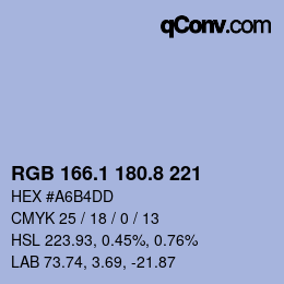 Farbcode: RGB 166.1 180.8 221 | qconv.com