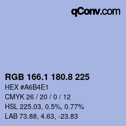 Color code: RGB 166.1 180.8 225 | qconv.com