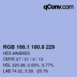 Color code: RGB 166.1 180.8 229 | qconv.com