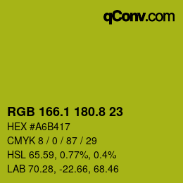 カラーコード: RGB 166.1 180.8 23 | qconv.com