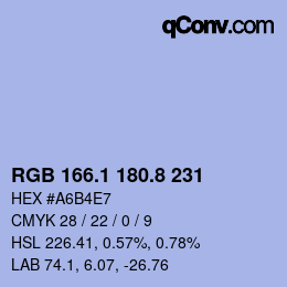 Color code: RGB 166.1 180.8 231 | qconv.com