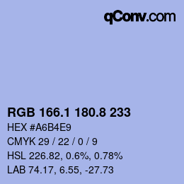 カラーコード: RGB 166.1 180.8 233 | qconv.com