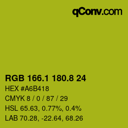 カラーコード: RGB 166.1 180.8 24 | qconv.com