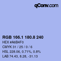 Color code: RGB 166.1 180.8 240 | qconv.com