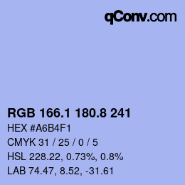Color code: RGB 166.1 180.8 241 | qconv.com