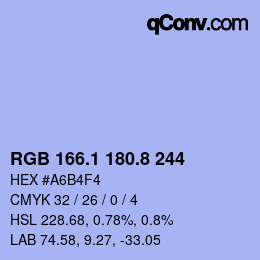 Color code: RGB 166.1 180.8 244 | qconv.com