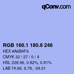 Color code: RGB 166.1 180.8 246 | qconv.com