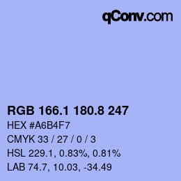 Color code: RGB 166.1 180.8 247 | qconv.com
