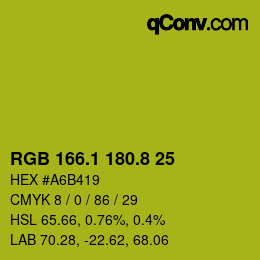 カラーコード: RGB 166.1 180.8 25 | qconv.com