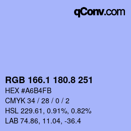 Color code: RGB 166.1 180.8 251 | qconv.com