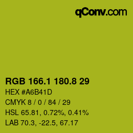 カラーコード: RGB 166.1 180.8 29 | qconv.com
