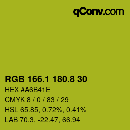 カラーコード: RGB 166.1 180.8 30 | qconv.com