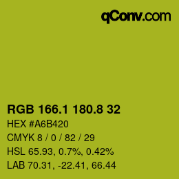 カラーコード: RGB 166.1 180.8 32 | qconv.com