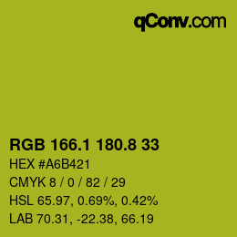 カラーコード: RGB 166.1 180.8 33 | qconv.com