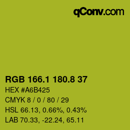 カラーコード: RGB 166.1 180.8 37 | qconv.com