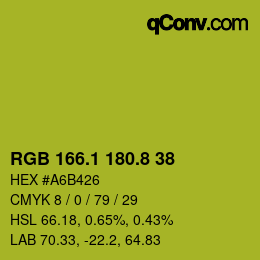 カラーコード: RGB 166.1 180.8 38 | qconv.com