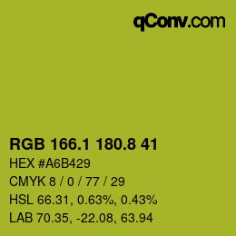 カラーコード: RGB 166.1 180.8 41 | qconv.com