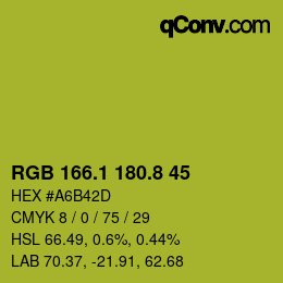 カラーコード: RGB 166.1 180.8 45 | qconv.com